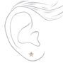 Sterling Silver AB Iridescent Cubic Zirconia Star Earrings,