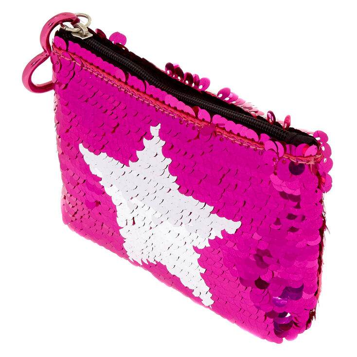 Porte-monnaie avec fermeture &eacute;clair et &eacute;toile en sequins r&eacute;versibles,
