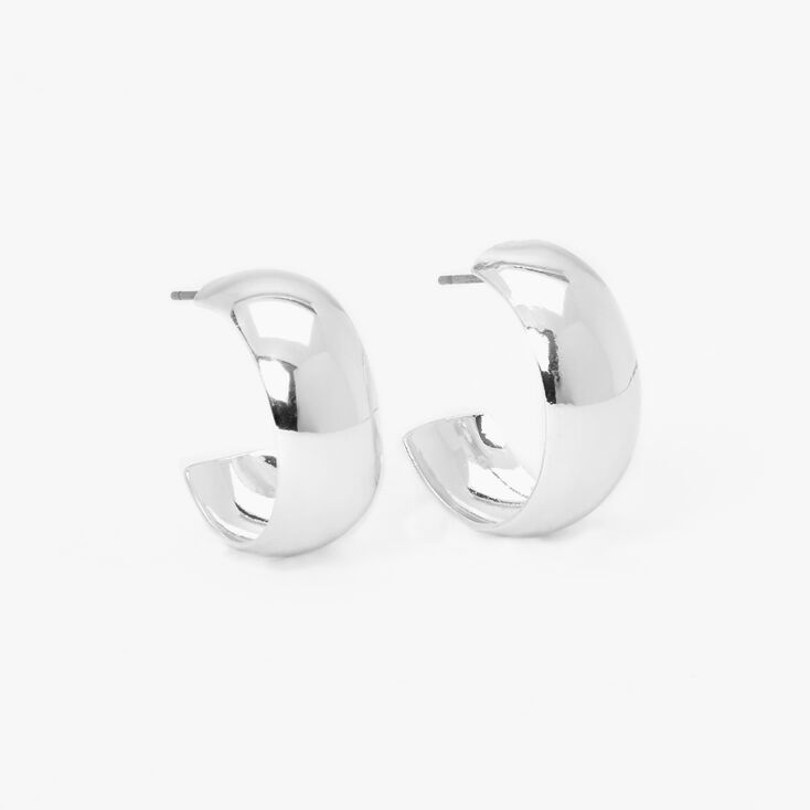 Silver  20MM Wide Hinge Hoop Earrings,
