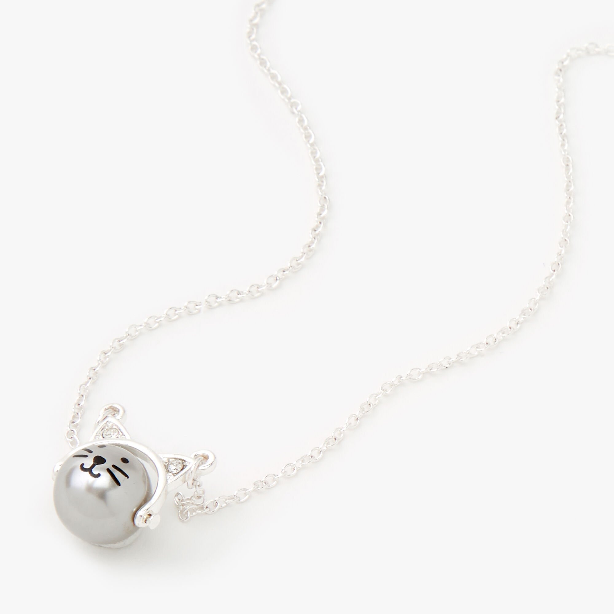 Silver Swivel Cat Pendant Necklace,