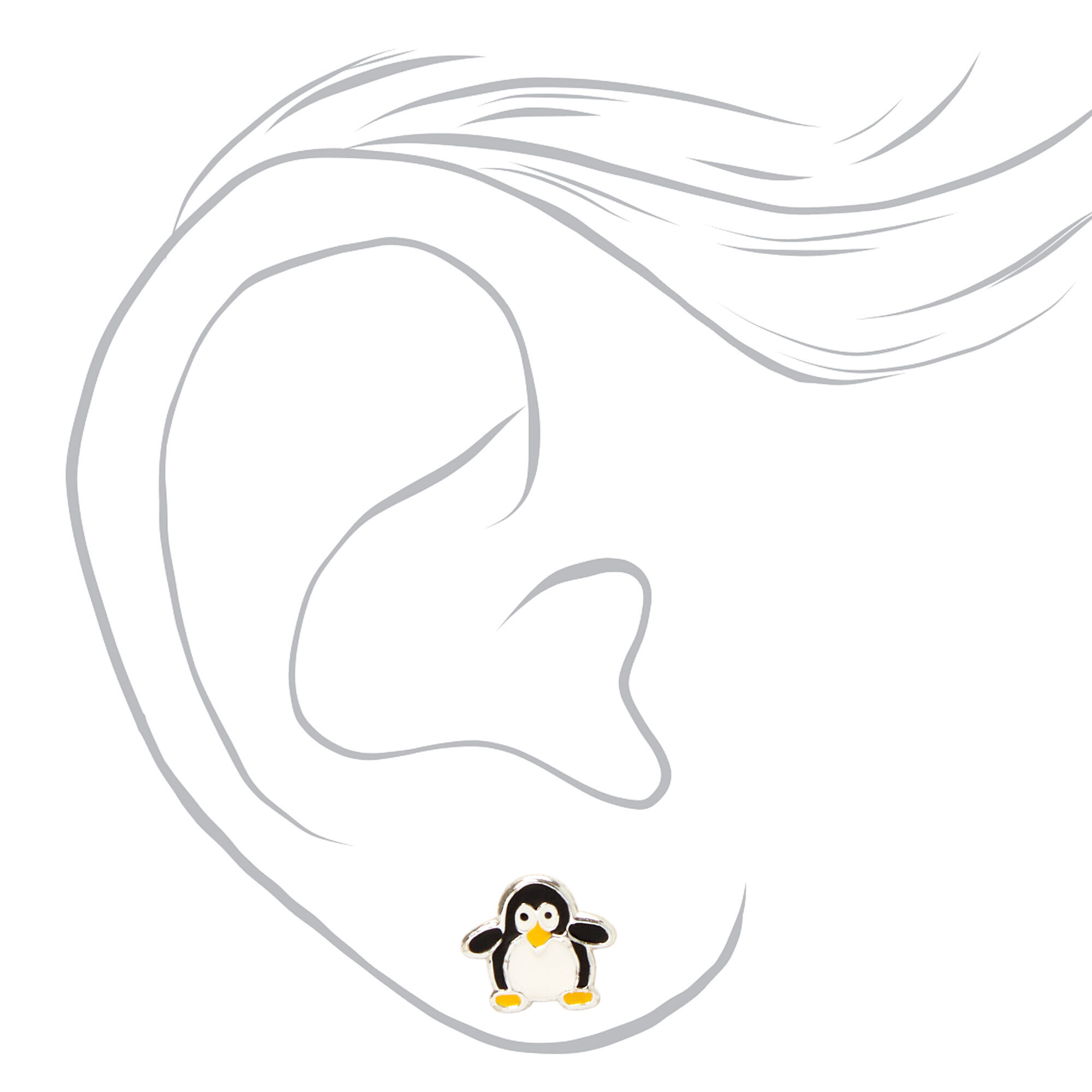 Silver Penguin Stud Earrings,