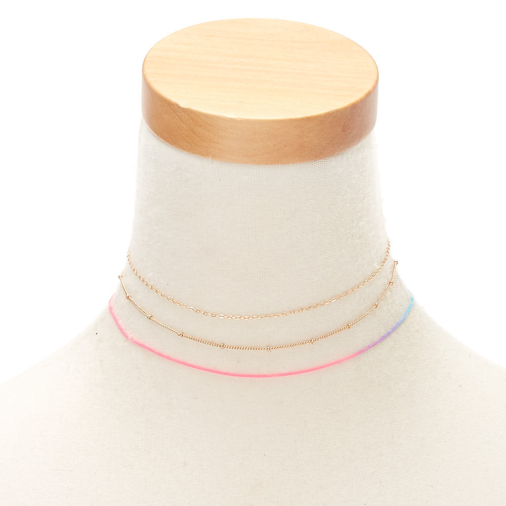 Tropical Fruit Charm Choker Necklaces - 3 Pack,