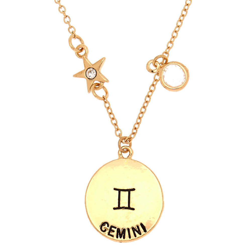Gold Zodiac Pendant Necklace - Gemini,