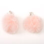 Pendantes &agrave; clip avec pompons 4&nbsp;cm couleur argent&eacute;e - Rose clair,