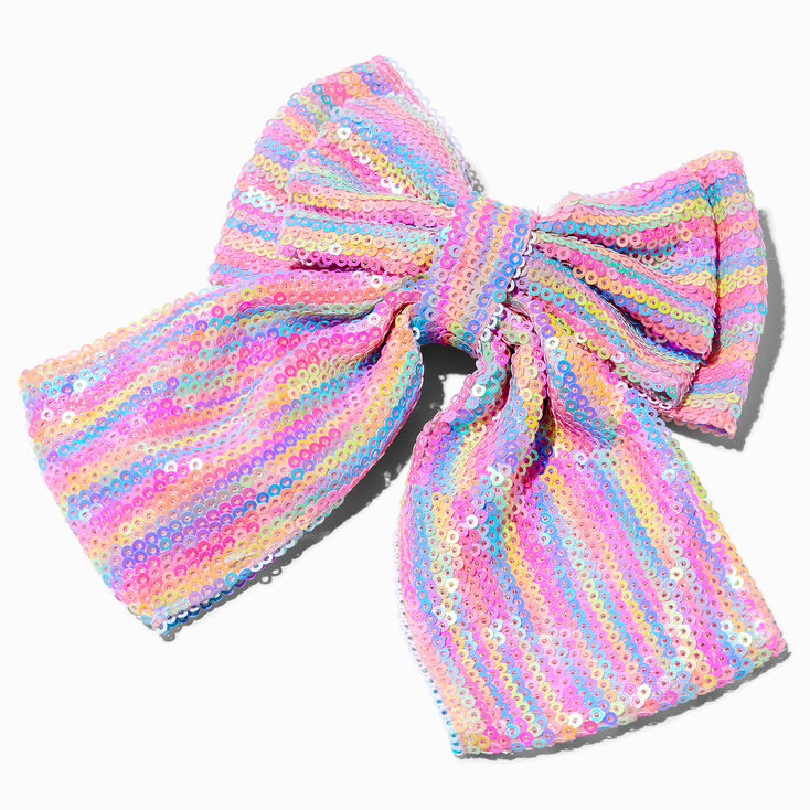 Claire&#39;s Club Pastel Sequin Hair Bow Clip,