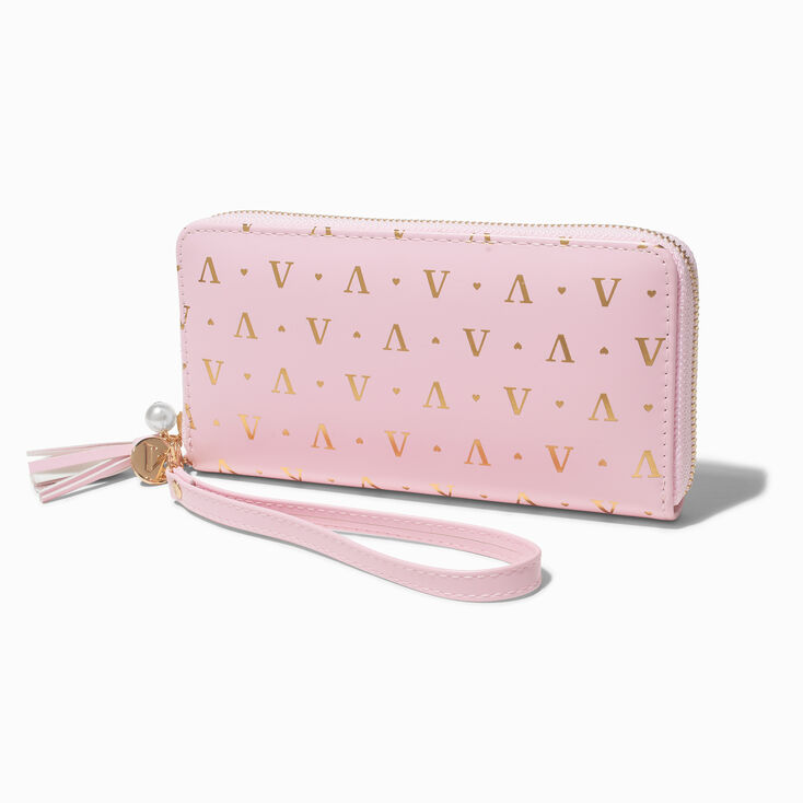 Golden Initial Wristlet Wallet - V,