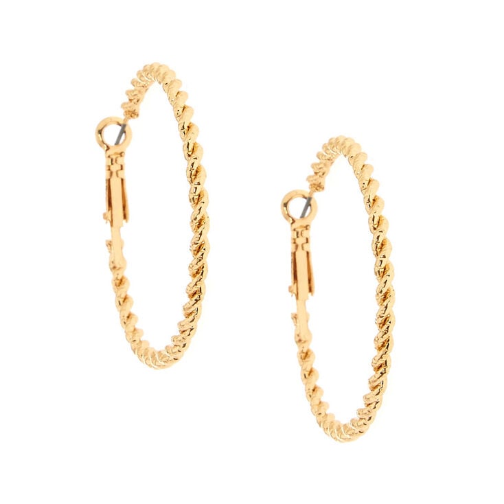 50MM Gold-tone Tone Textured Twist Hoop Earrings,