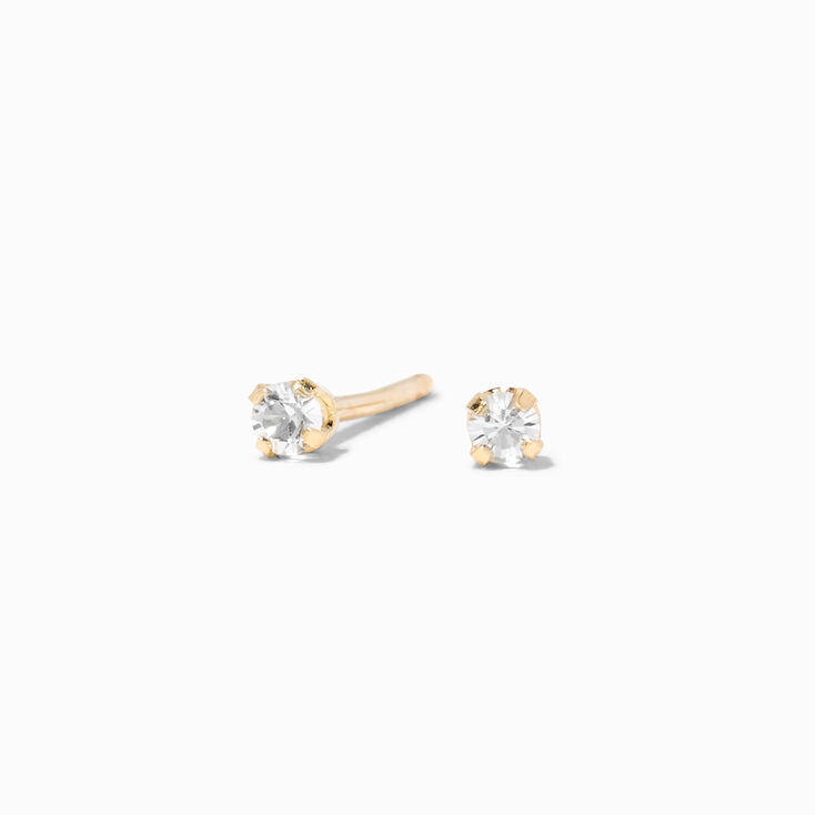 Kit de piercing d&#39;oreilles et lotion de soin avec clous d&rsquo;oreilles orn&eacute;s de strass 2&nbsp;mm en or jaune 9&nbsp;carats,