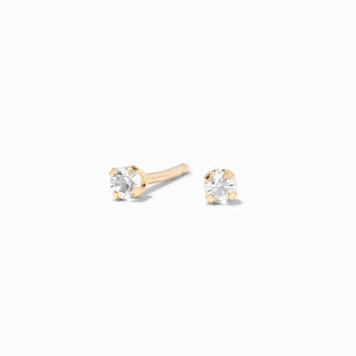 9ct Yellow Gold 2mm Crystal Studs Ear Piercing Kit with After Care Lotion,