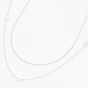 Silver-tone Filigree Flowers Long Multi Strand Necklace,