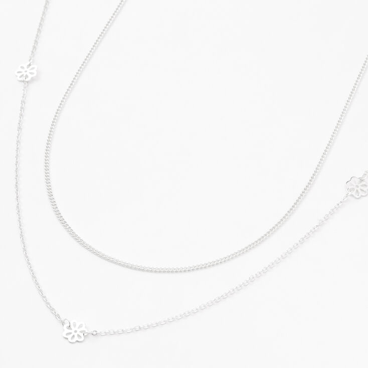Silver-tone Filigree Flowers Long Multi Strand Necklace,