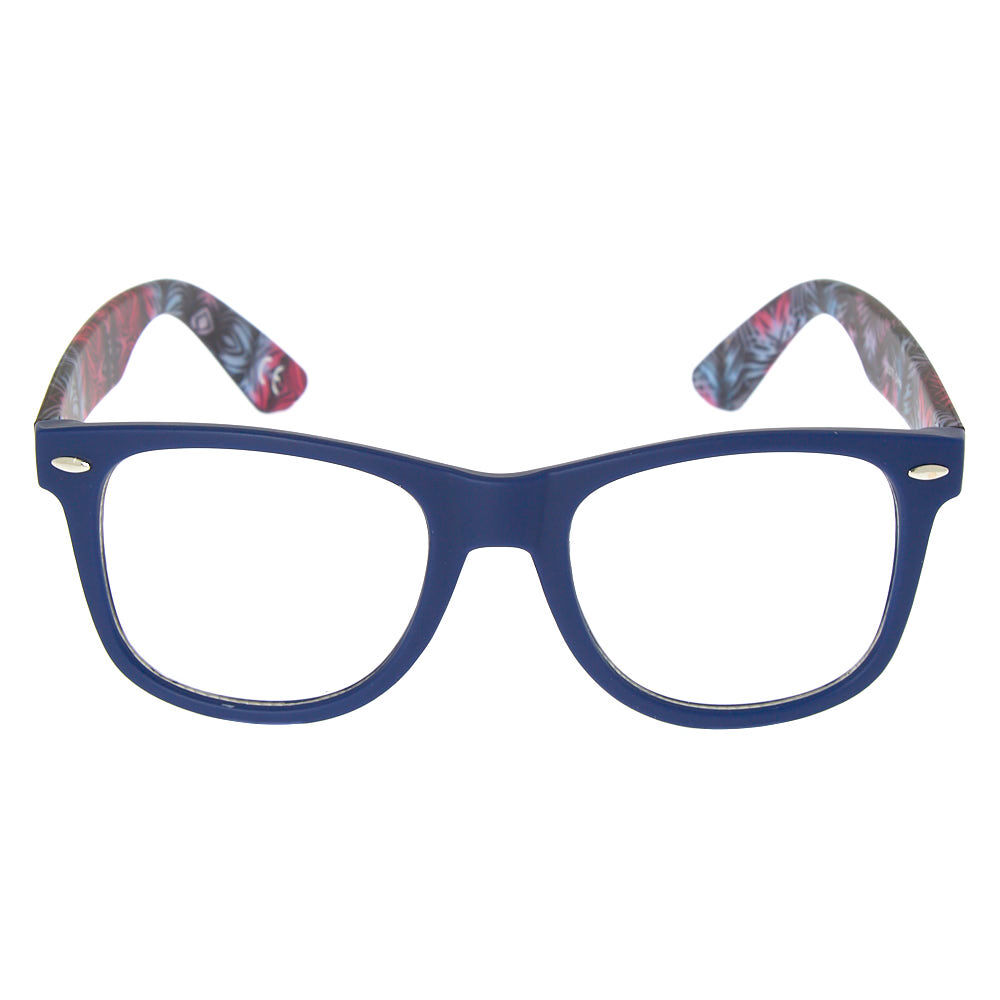 Lunettes rétro mode tropique caoutchouté - Bleu marine,