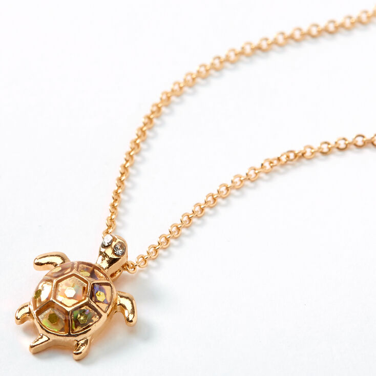 Claire's Collier à pendentif tortue couleur dorée