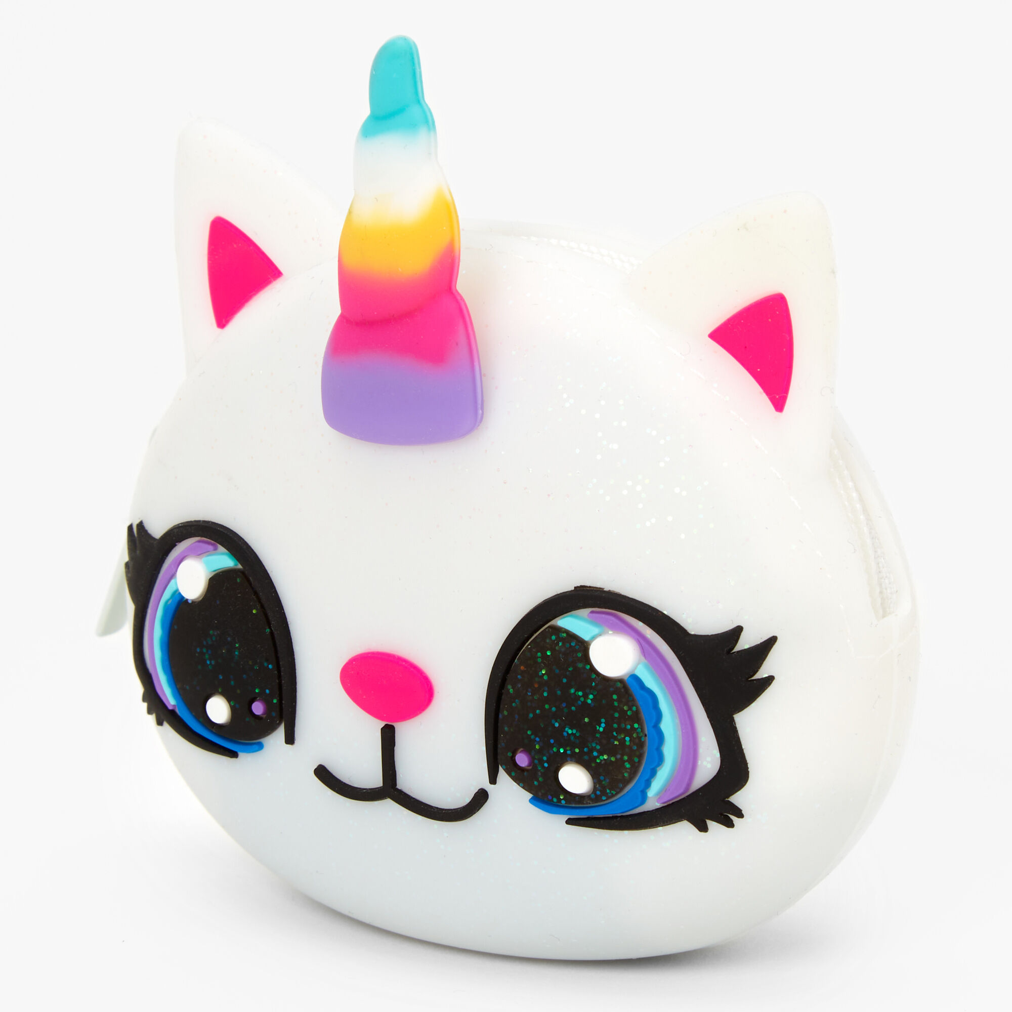 Claire's Porte-monnaie en silicone chat-licorne – Blanc