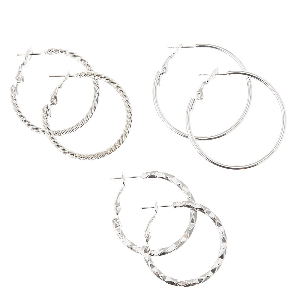 Claire's silver clearance hoop earrings