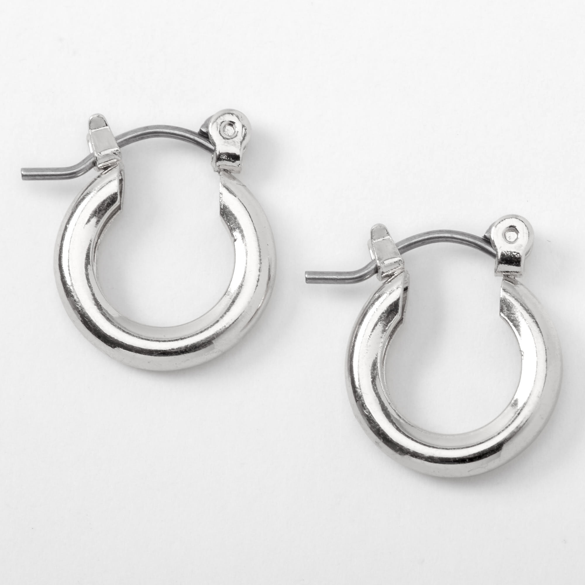 Silver-tone 10mm Tube Hoop Earrings,