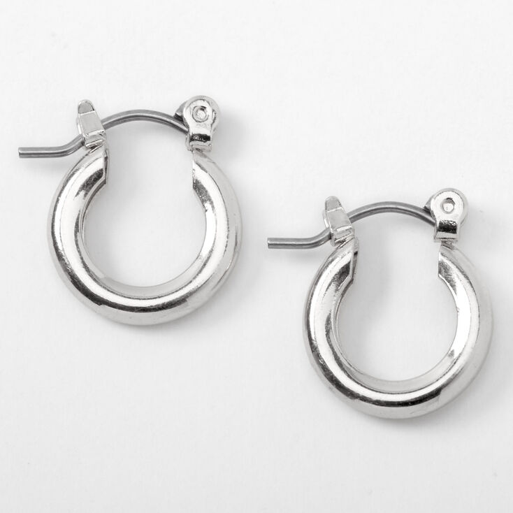 Silver-tone 10mm Tube Hoop Earrings,