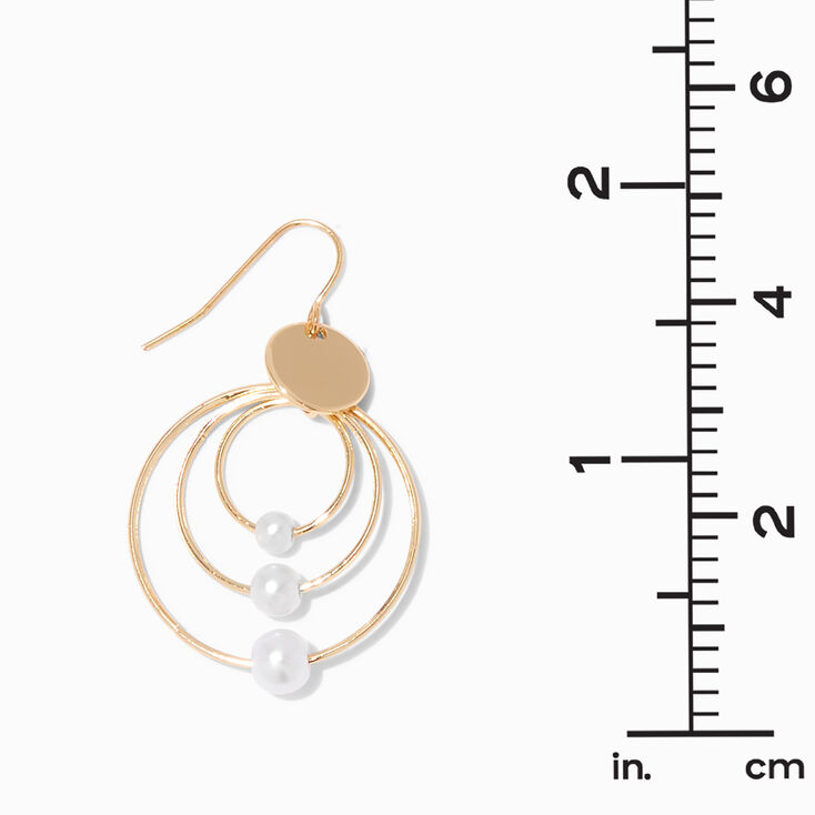 Gold-tone Pearl Rings 1.5&quot; Drop Earrings,