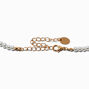 Gold-tone Cubic Zirconia Bow Pearl Choker Necklace ,