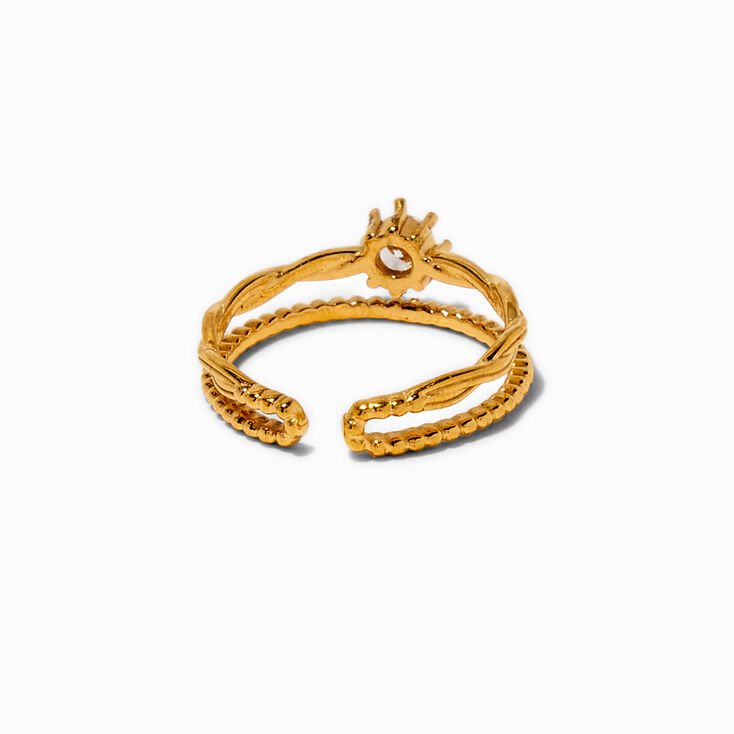 Gold-tone Stainless Steel Cubic Zirconia Flower Multi Strand Toe Ring,