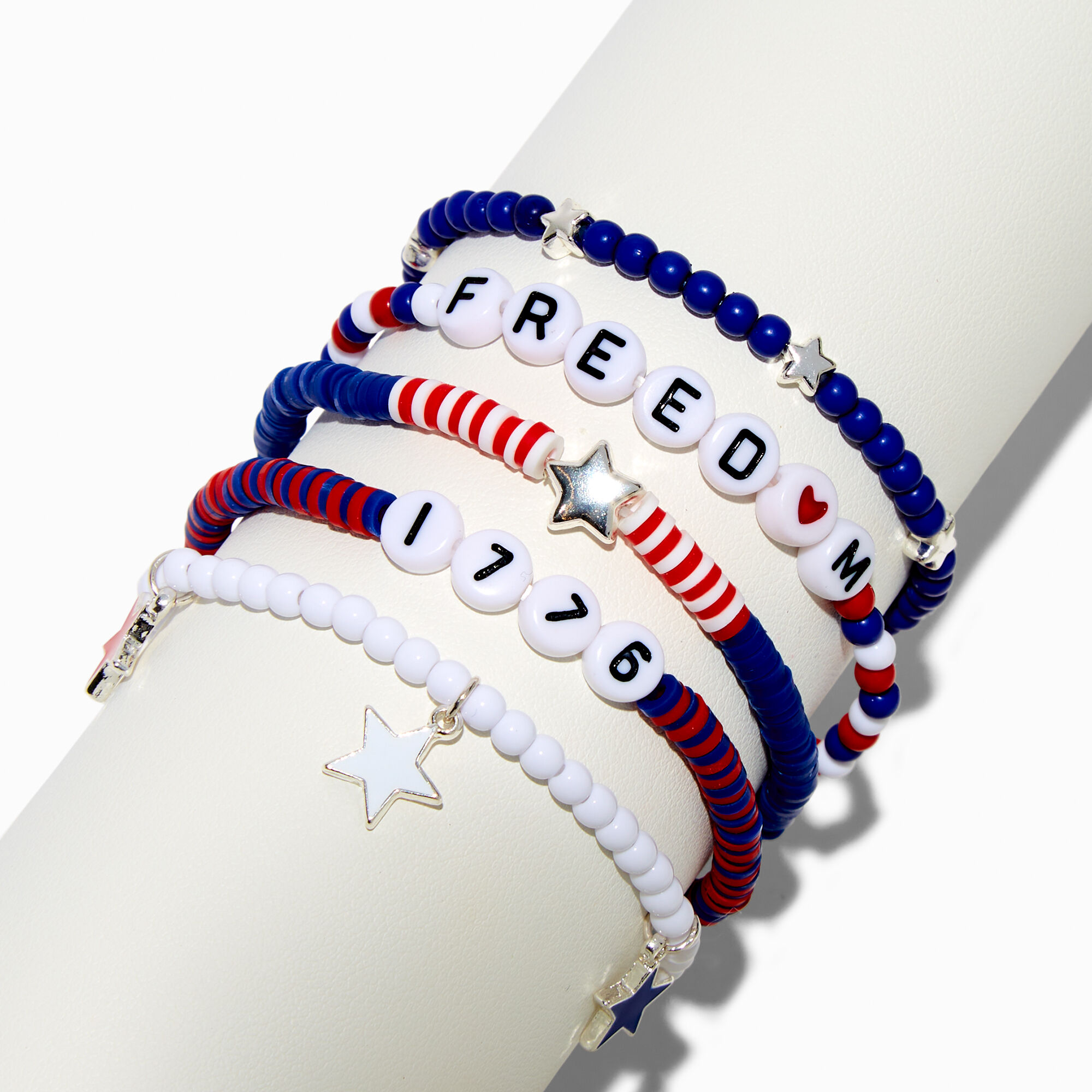 "Freedom" Beaded Stretch Bracelet Set - 5 Pack,