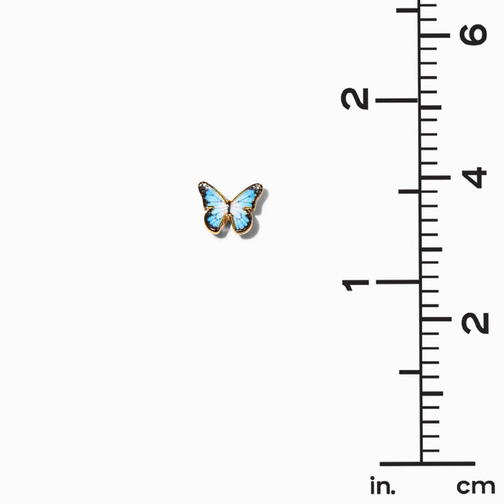 18K Gold Plated Blue Monarch Butterfly Stud Earrings,