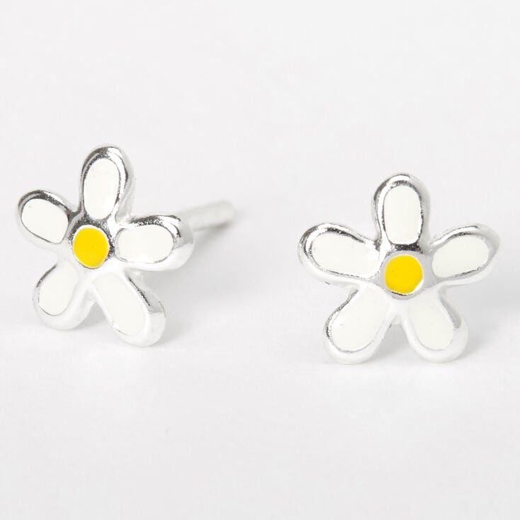 Claire's Clous d'oreilles marguerite en argent