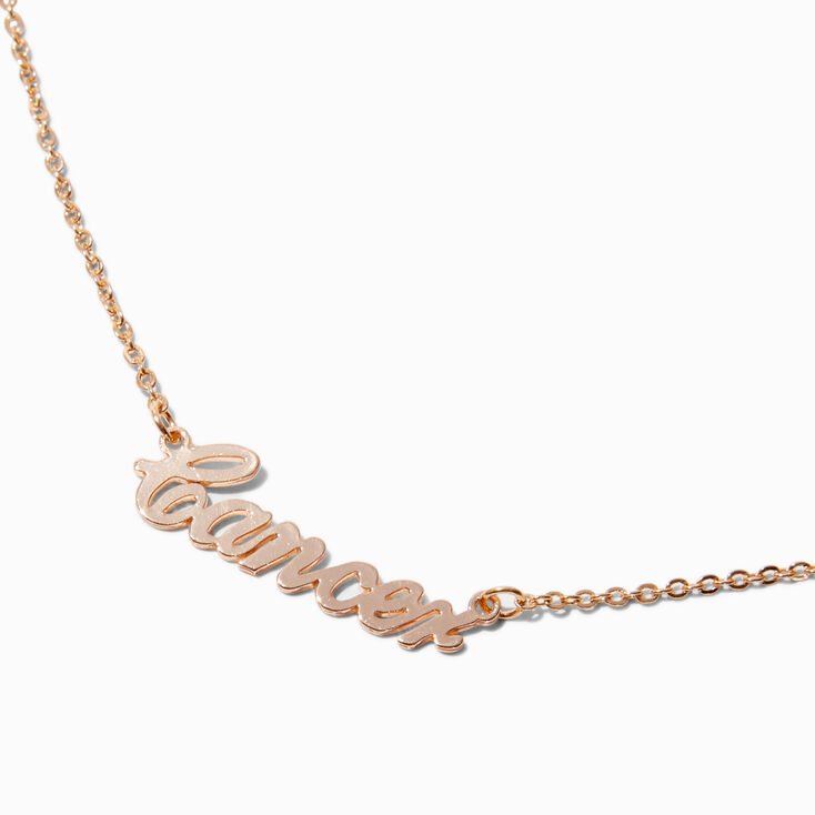 Gold-tone Script Zodiac Pendant Necklace - Cancer ,