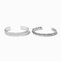 Bracelets manchettes textur&eacute;s western couleur argent&eacute;e - Lot de 3,
