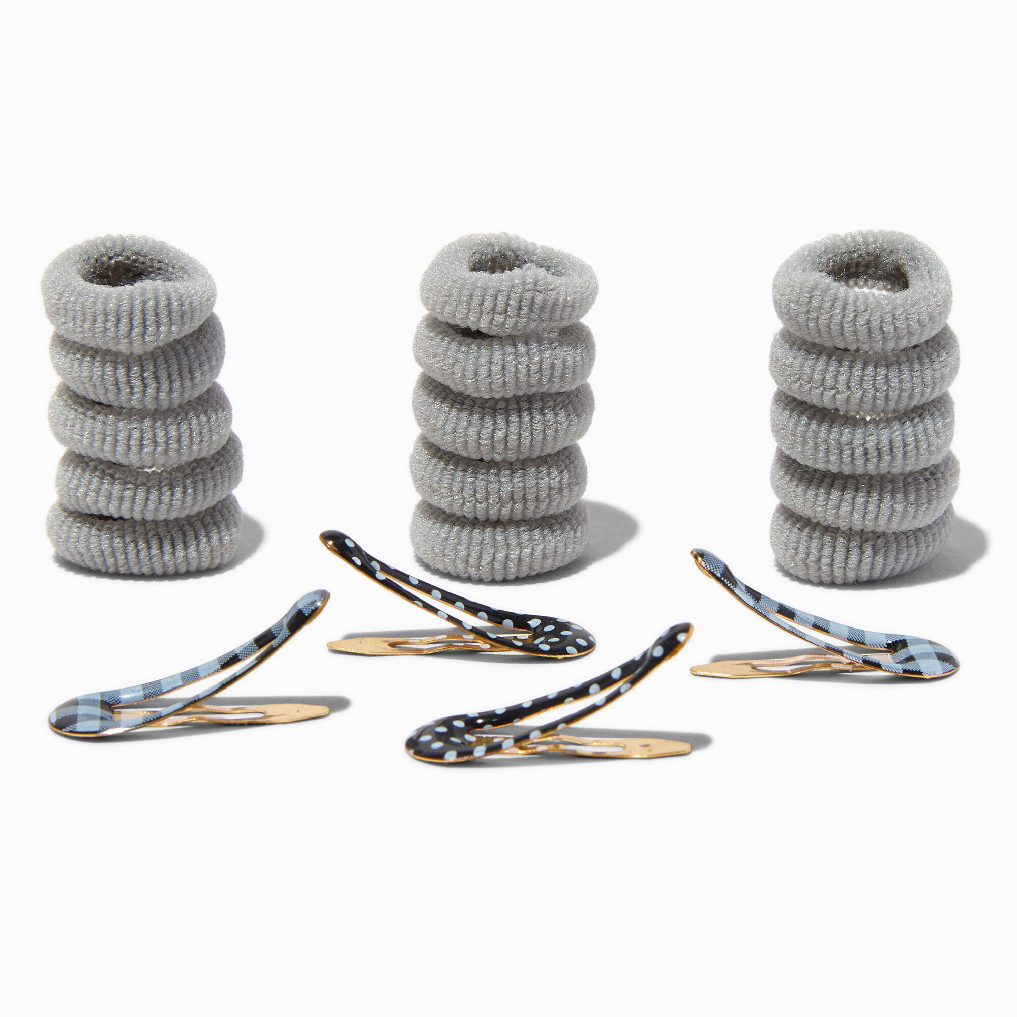 Claire's Club Gray Mixed School Hair Clip Set - 15 Pack,