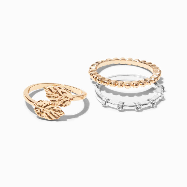 Mixed Metal Tropical Rings Set - 10 Pack,