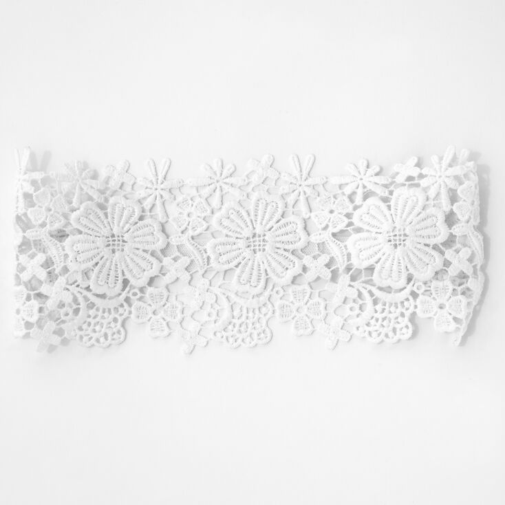 White Floral Lace Crochet Headwrap,