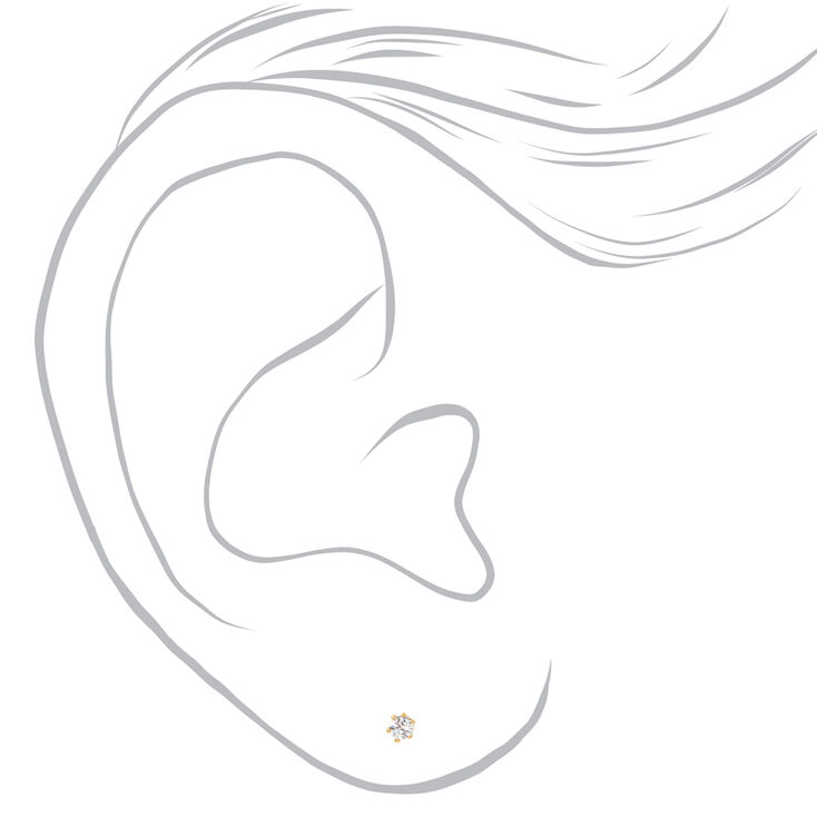 18kt Gold Plated Cubic Zirconia Round Stud Earrings - 2MM,