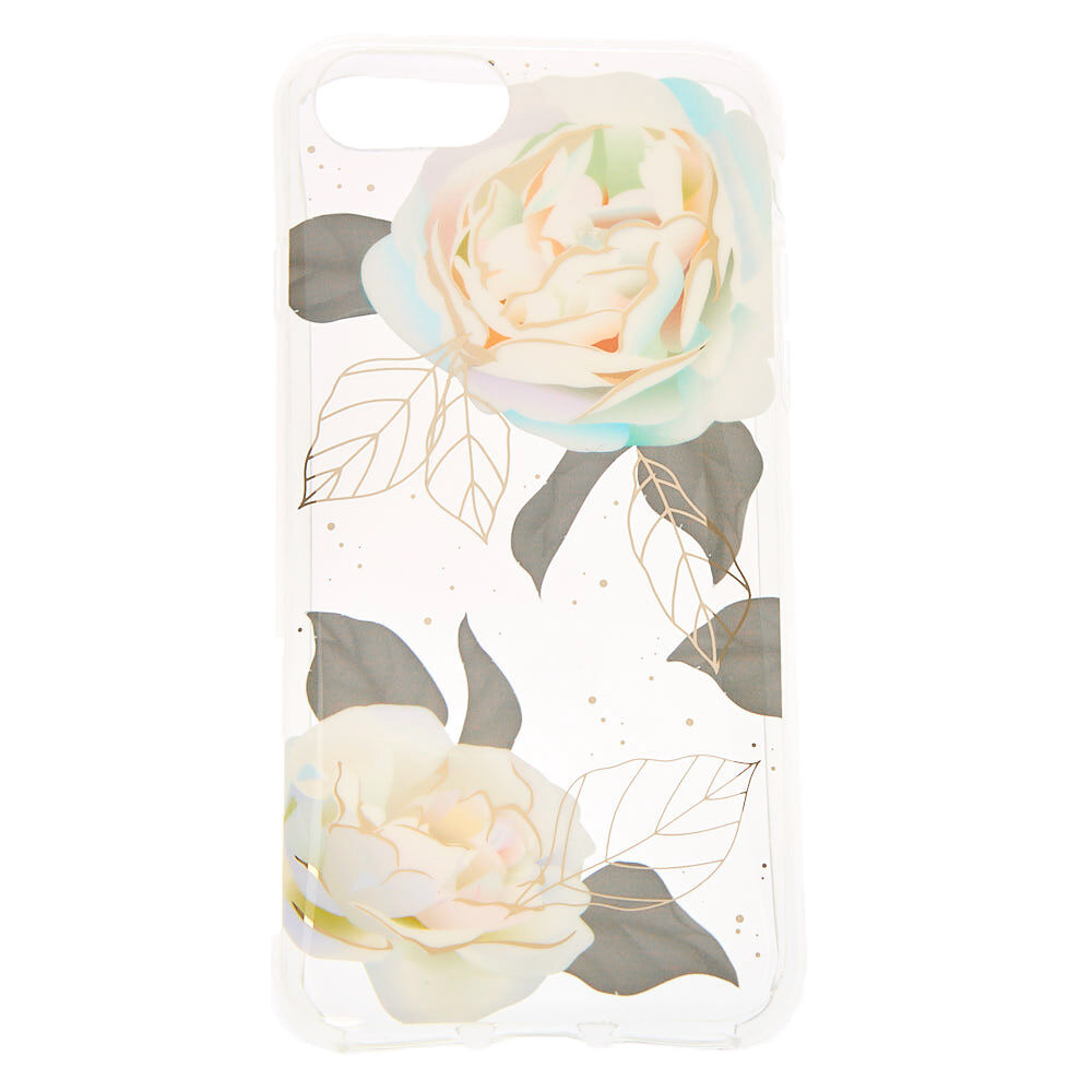 White Rose Clear Protective Phone Case - Fits iPhone 6/7/8/SE,