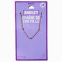 Gold-tone Stainless Steel Cubic Zirconia Stationed Chain Anklet,