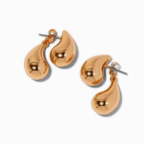 Gold-tone Bean &amp; Ball Front &amp; Back Stud Earrings ,