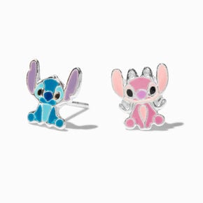 Disney Stitch &amp; Angel Sterling Silver Stud Earrings,