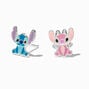 Disney Stitch &amp; Angel Sterling Silver Stud Earrings,