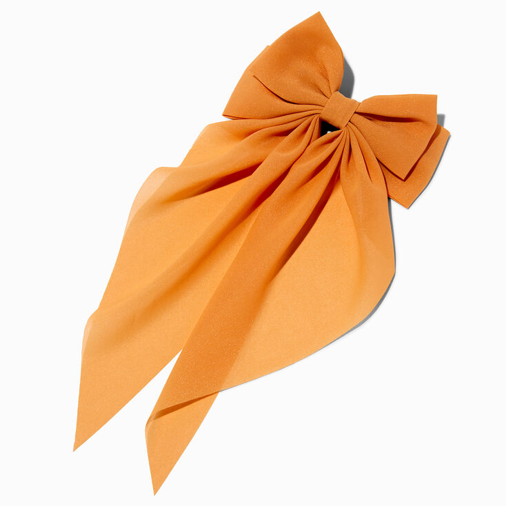 Peach Long Tail Bow Barrette Hair Clip,