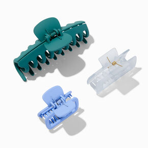Mixed Green Rectangular Hair Claws - 3 Pack,