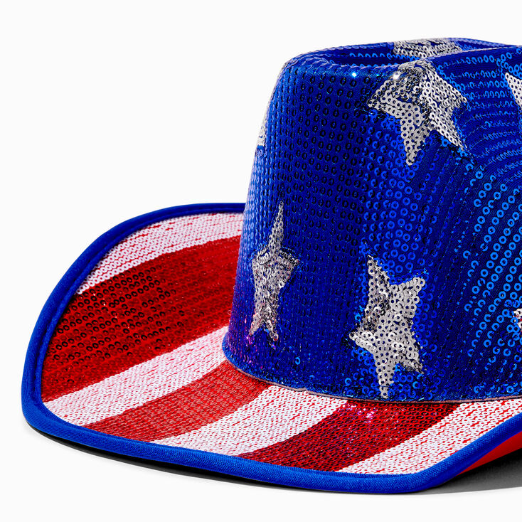 Stars &amp; Stripes Sequin Cowboy Hat,