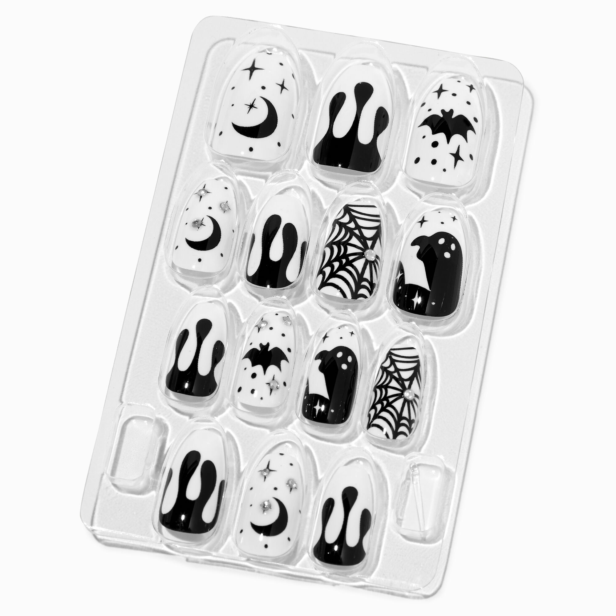 French Manicure with Glitter Accent Square Press On Faux Nail Set - 24 Pack  | Claire's