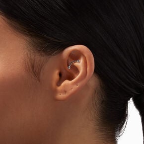 Silver-tone Titanium 16G Pearl Ball Crystal Rook Earrings - 3 Pack,