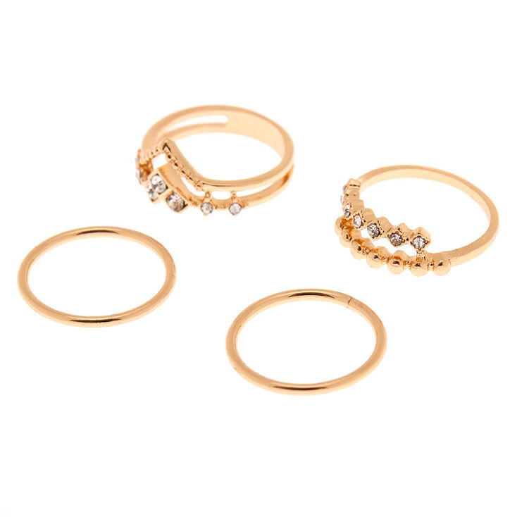 Gold Embellished Midi Rings - 4 Pack | Claire's US
