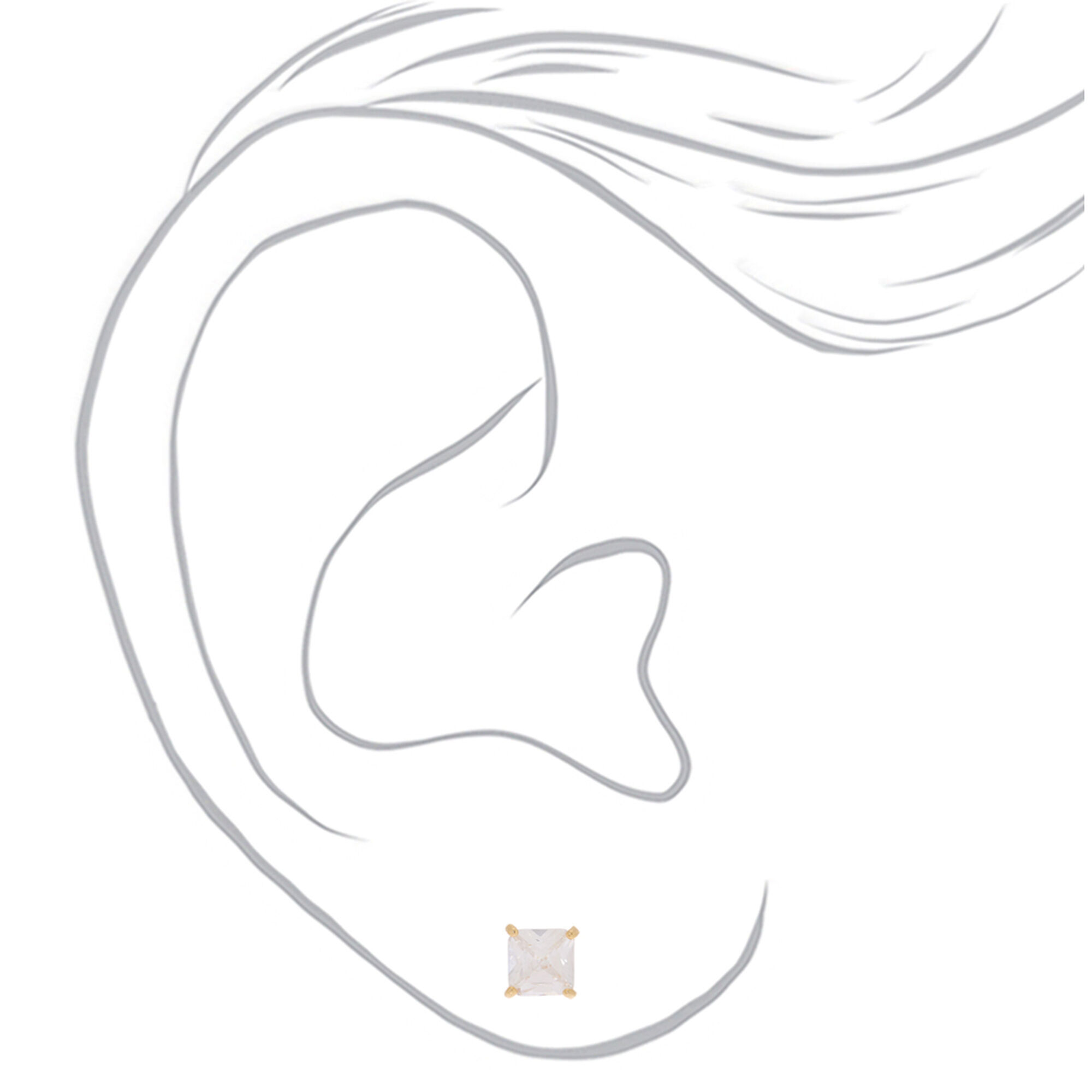 C LUXE by Claire's 18kt Gold Plated Cubic Zirconia 7mm Square Stud Earrings,