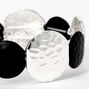 Silver &amp; Black Hammered Circles Stretch Bracelet,
