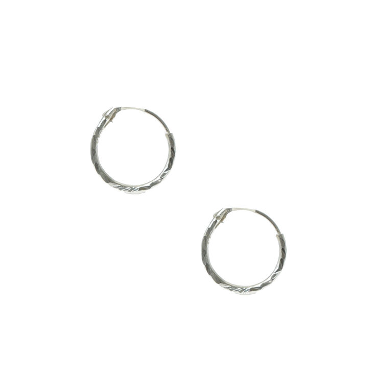 Sterling Silver 10MM Textured Mini Hoop Earrings,