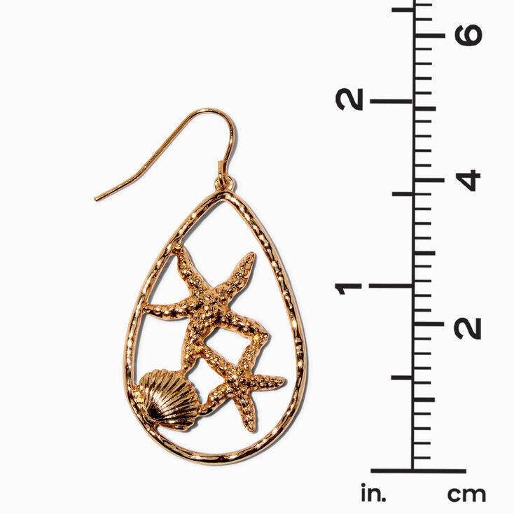 Gold-tone Starfish Teardrop 1.5&quot; Drop Earrings ,