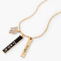 Gold Rectangular Zodiac Pendant Necklace - Virgo,