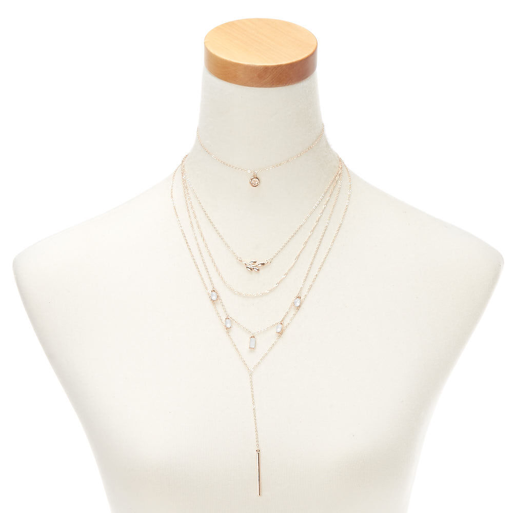 Gold Chic Charm Multi Strand Choker Necklaces - 2 Pack,